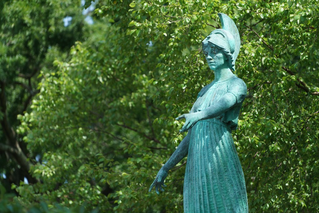 green statue of minerva