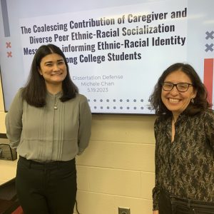 Michele Chan and Gaby Stein at Chan's dissertation defense
