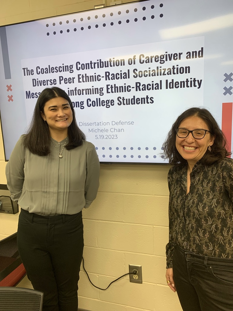 Michele Chan and Gaby Stein at Chan's dissertation defense