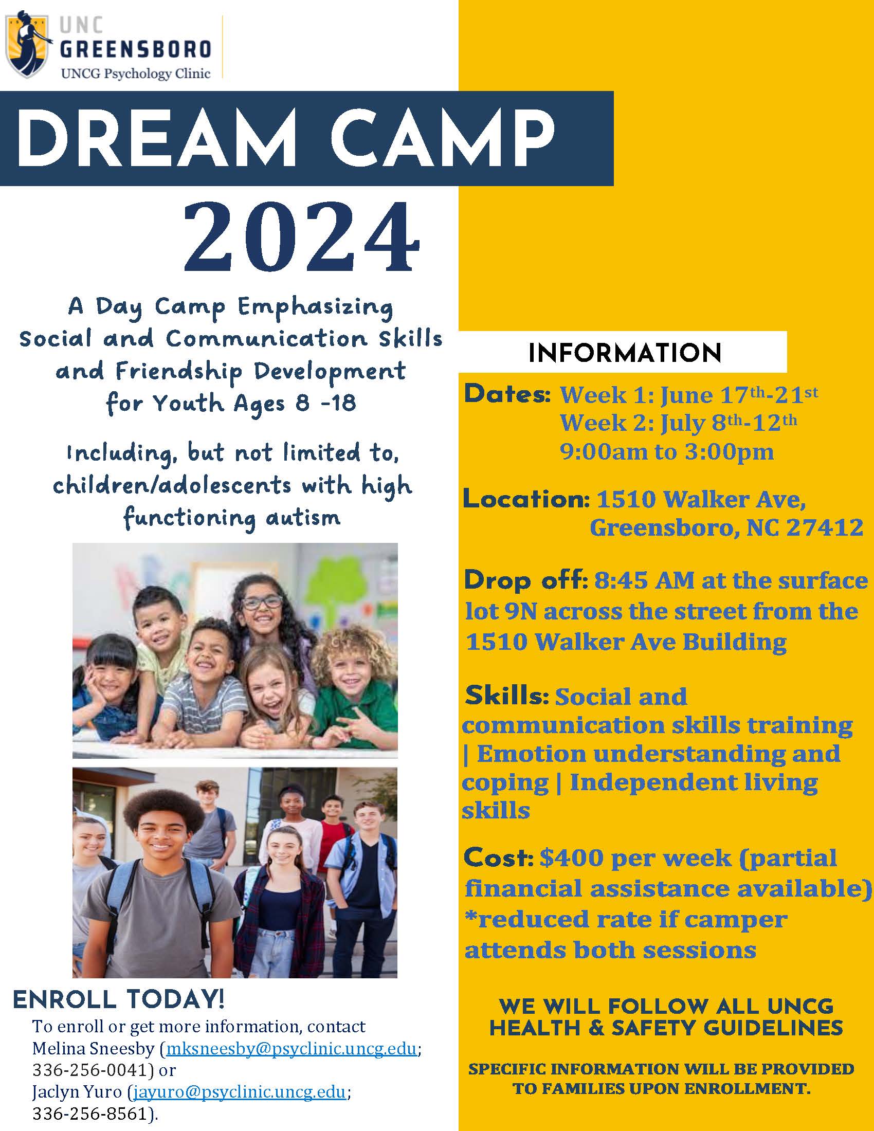 Dream Camps 2024 flyer.